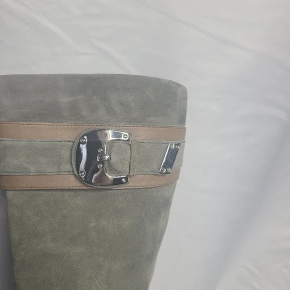 Cole Haan Nike Air Suede Tall Boots Size 9 Sage Gray Spring Heeled - Picture 2 of 14